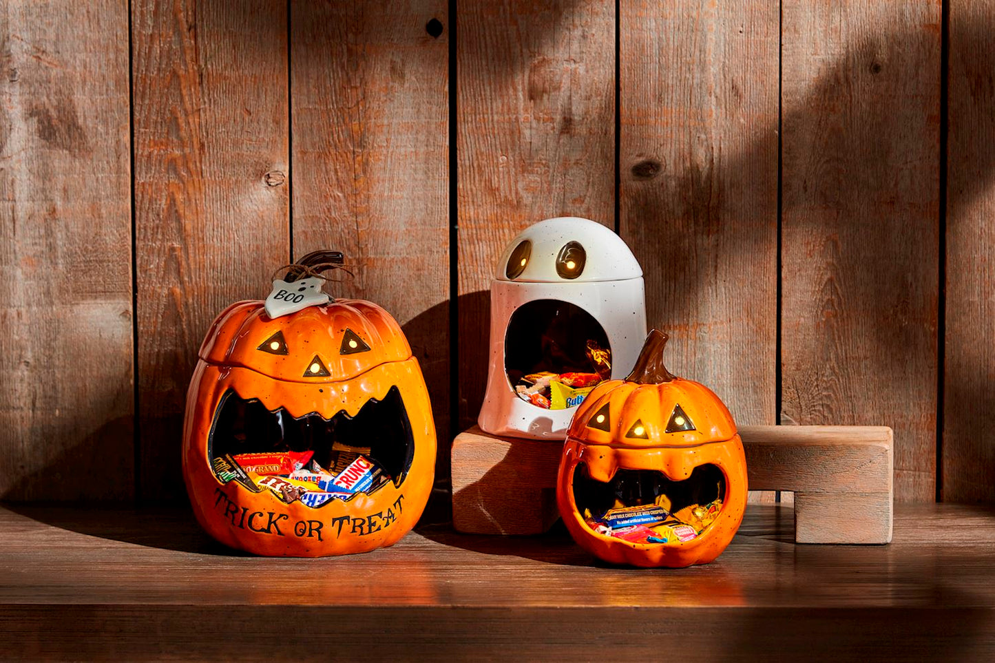 Orange Ceramic Jack-O’-Lantern Open Mouth Candy Container