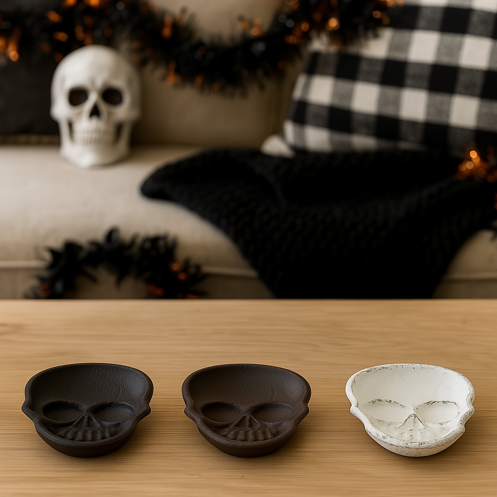 Painted Skull Trinket Cast Iron Trinket Dish