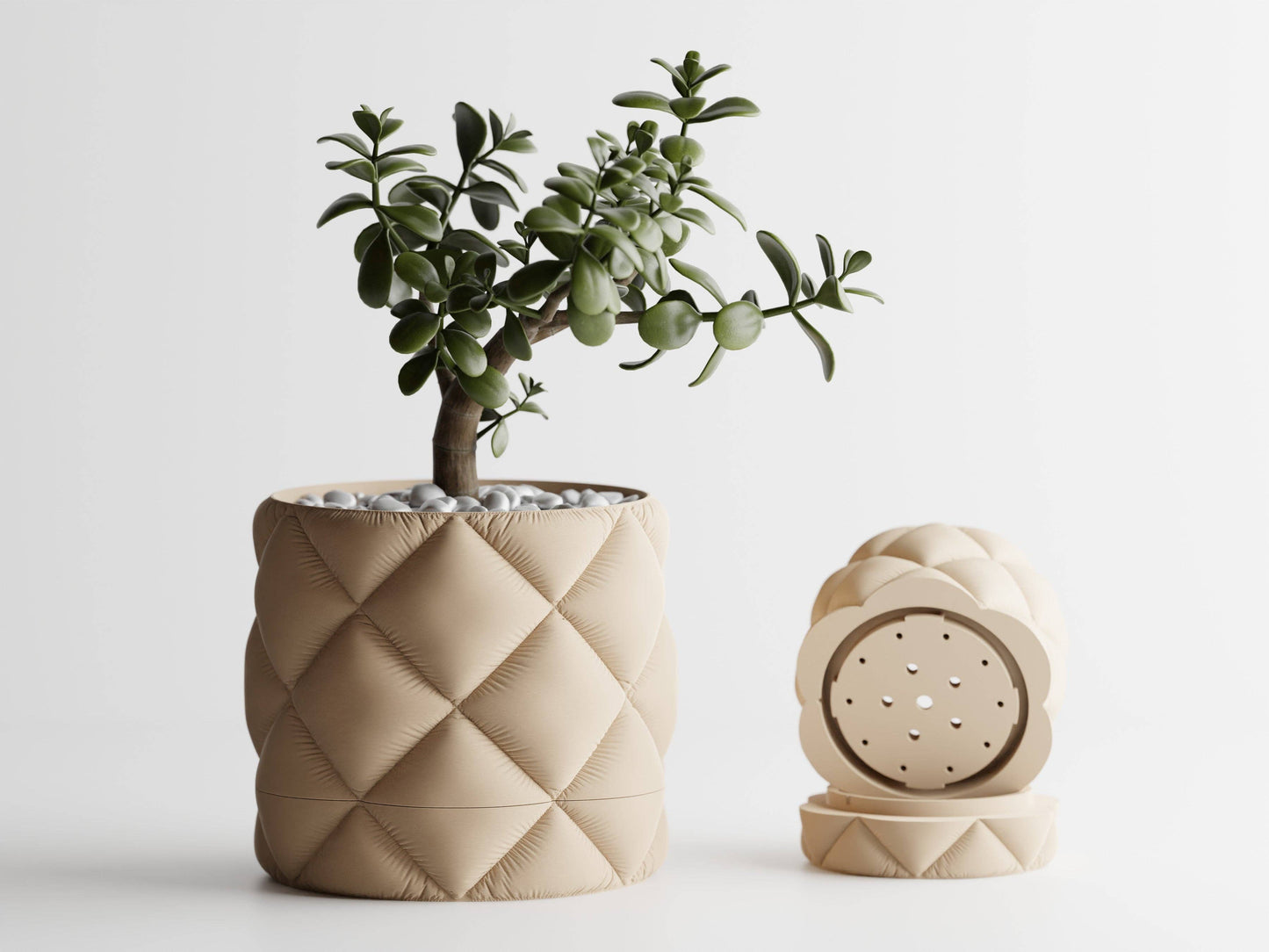 Inflated Planter Container with Drip Tray | Cute Home Decor