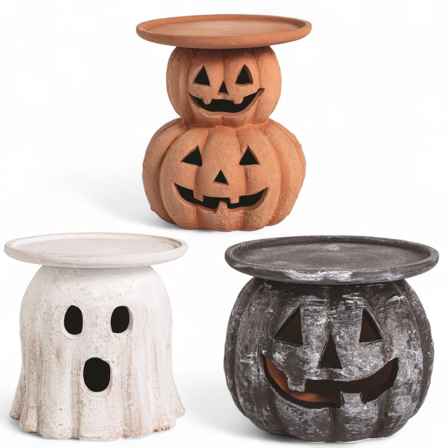 Terracotta Halloween Pillar Candle Holders | 3 Styles