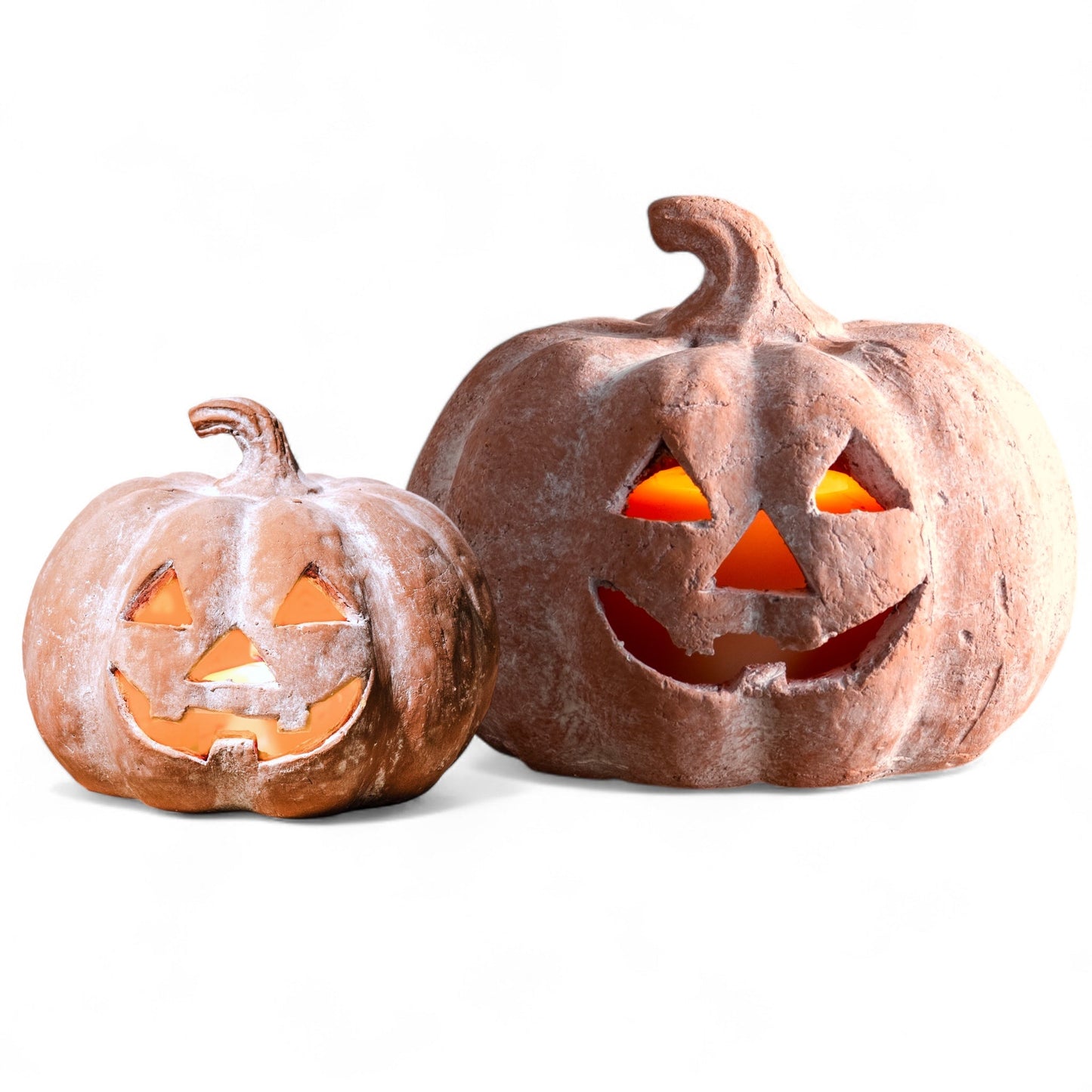 Orange Terracotta Jack-O-Lantern Pumpkins | 2 Sizes
