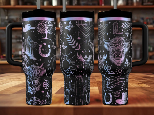 Highland Cow Western Engraved Tumbler  | 30oz