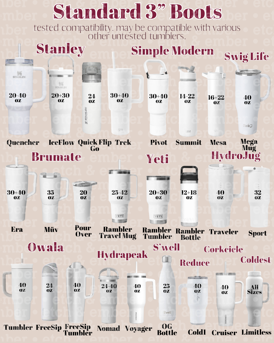 CLEAR GHOSTS Tumbler Boot -Fall fits 20-40oz NEW! Patent Pending